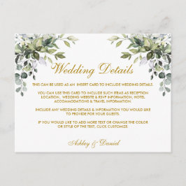 Postal Cartão de Detalhes de Casamento com Vegetação em A