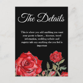 Postal Cartão de Detalhes de Casamento Elegante de Aquare