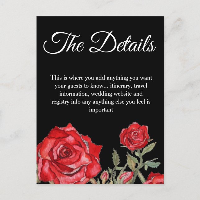 Postal Cartão de Detalhes de Casamento Elegante de Aquare (Frente)