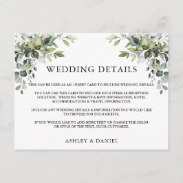 Postal Cartão de Detalhes do Casamento Verde Elegante Mod