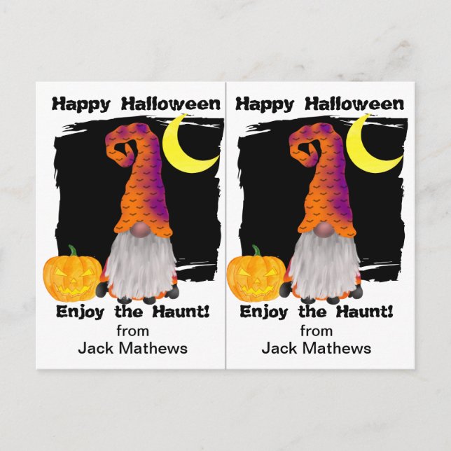 Postal Cartão de Dia das Bruxas da Festa da Escola Gnomo  (Frente)