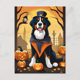 Postal Cartão de Dia das Bruxas de Bernese Mountain Dog