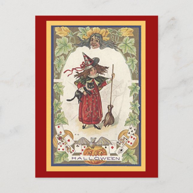 Postal Cartão de Dia das Bruxas Divertido com Pocena Corr (Frente)