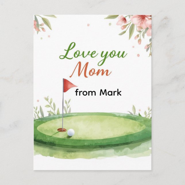 Postal Cartão de Dia das Mães de Golfe para Mamãe (Frente)