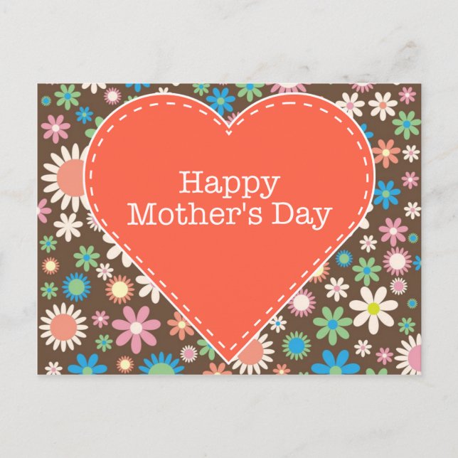 Postal Cartão de Dia de as mães de margarida floral Vinta (Frente)