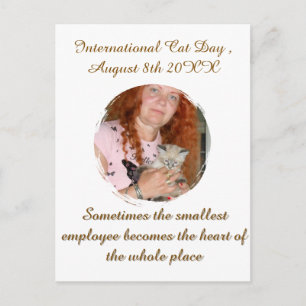 Postal Cartão de Dia do Gato com Foto, Texto, Saudação Su