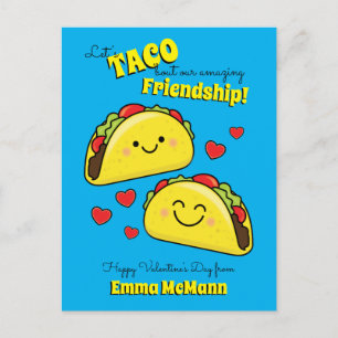 Postal Cartão de Dia dos Namorados de Taco Cute Kids Amiz