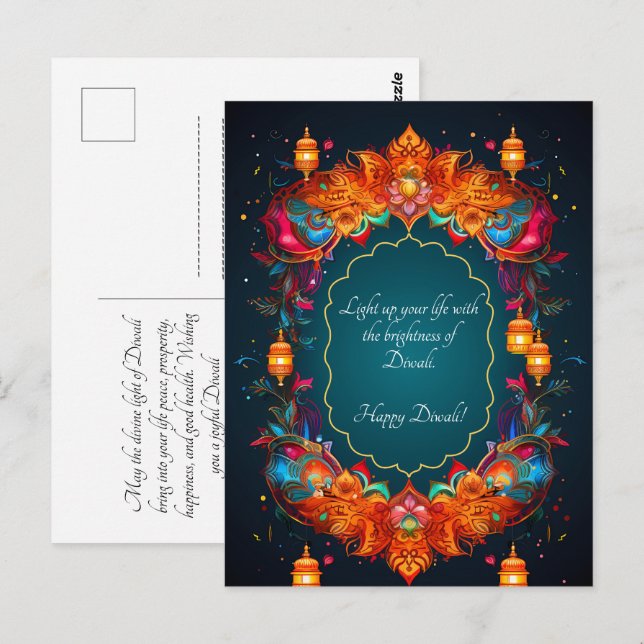 Postal Cartão de Diwali bonito  (Frente/Verso)