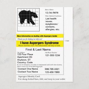 Postal Cartão de Emergência Asperger