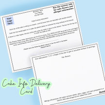 Cartão de Entrega de Bolo Comercial de Bakery para