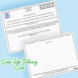 Postal Cartão de Entrega de Bolo Comercial de Bakery para