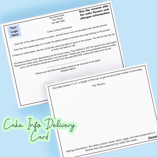 Postal Cartão de Entrega de Bolo Comercial de Bakery para (Criador carregado)