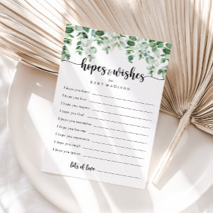 Postal Cartão de Esperanças e Desejos para Chás de Bebê c