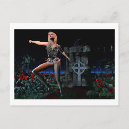 Postal Cartão de esqueleto da menina