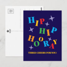 Cartão de Felicitações Colorido Hip Hip Hurra