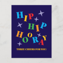 Cartão de Felicitações Colorido Hip Hip Hurra