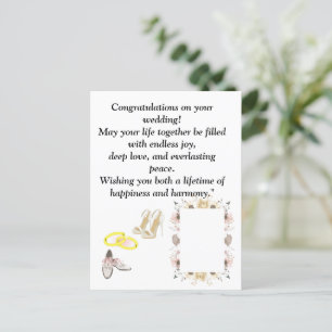 Postal Cartão de Felicitações de Casamento Elegante Fl