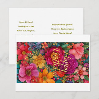 Postal Cartão de Feliz Aniversário Floral - Pagamento na