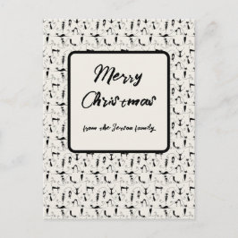 Postal Cartão de Feriado da Família Gado Negra Natal