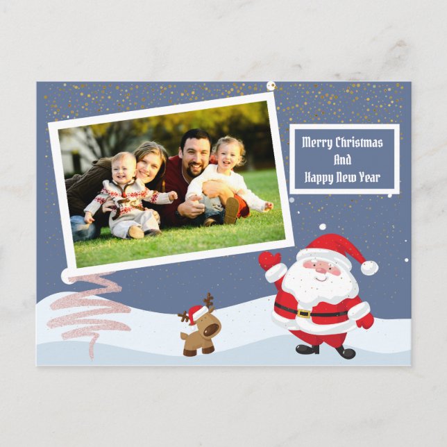 Postal Cartão de férias de Papais noeis de bateria person (Frente)