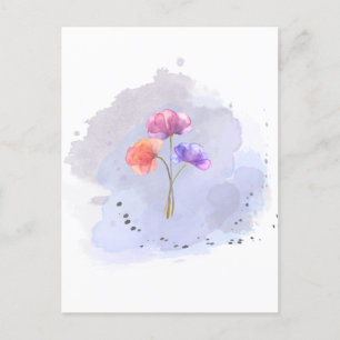 Postal cartão de flor de aquarela