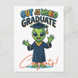 Postal Cartão de Formatura de Alien Fofo, Graduado Fora d