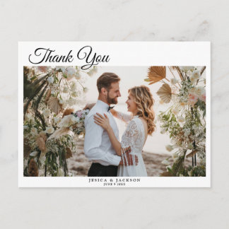 Postal Cartão de foto de agradecimento de casamento com r