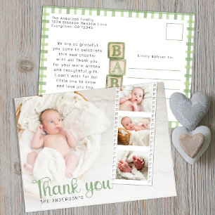 Postal Cartão de Foto de Agradecimento do Chá de Bebê em