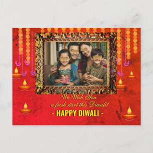 Postal Cartão de foto tradicional de saudação de Diwali