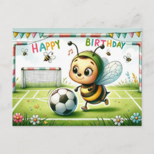 Postal Cartão de Futebol de Aniversário Bee-utiful - Fofo