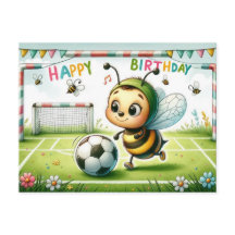 Cartão de Futebol de Aniversário Bee-utiful - Fofo