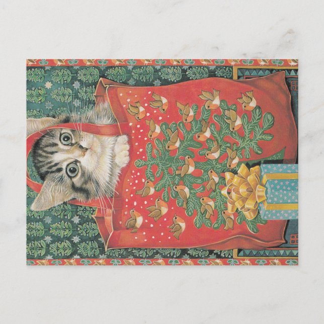 Postal Cartão de gato natalino (Frente)