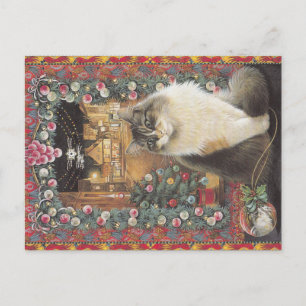 Postal Cartão de gato natalino