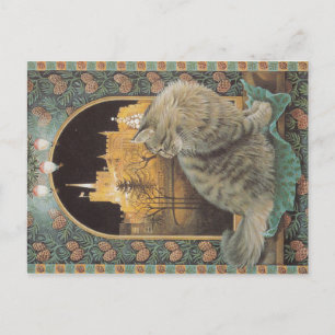 Postal Cartão de gato natalino