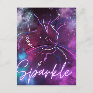 Postal Cartão de Gato "Sparkle" Galaxy