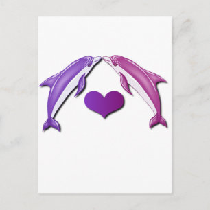 Postal Cartão de golfinhos se beijando