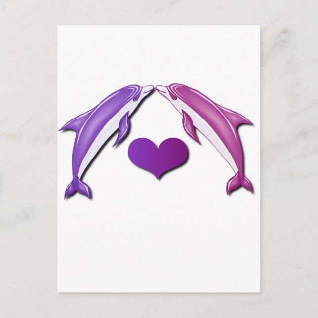 Postal Cartão de golfinhos se beijando (Frente)