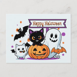 Postal Cartão de Halloween Assustador porém Fofo