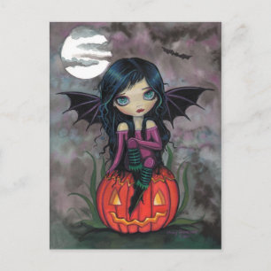 Postal Cartão de Halloween da Abóbora Pixie