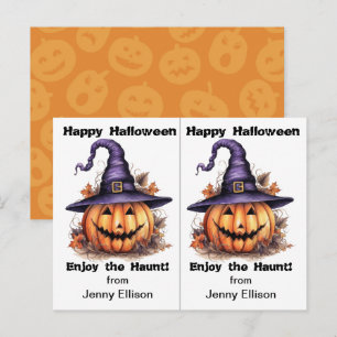Postal Cartão de Halloween da Festa Escolar da Bruxa do J