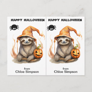 Postal Cartão de Halloween da Festa Escolar do Gatinho Pr