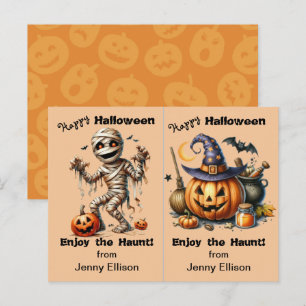 Postal Cartão de Halloween de Mamãe e Jack o' Lantern
