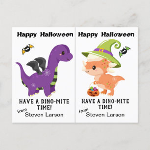 Postal Cartão de Halloween do Dino-Mite Dinossauros