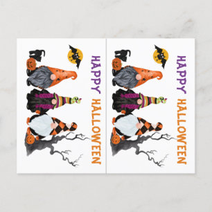 Postal Cartão de Halloween do Festa dos Gnomos Engraçad