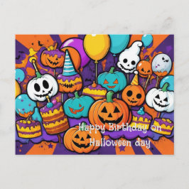 Postal Cartão de Halloween e Aniversário