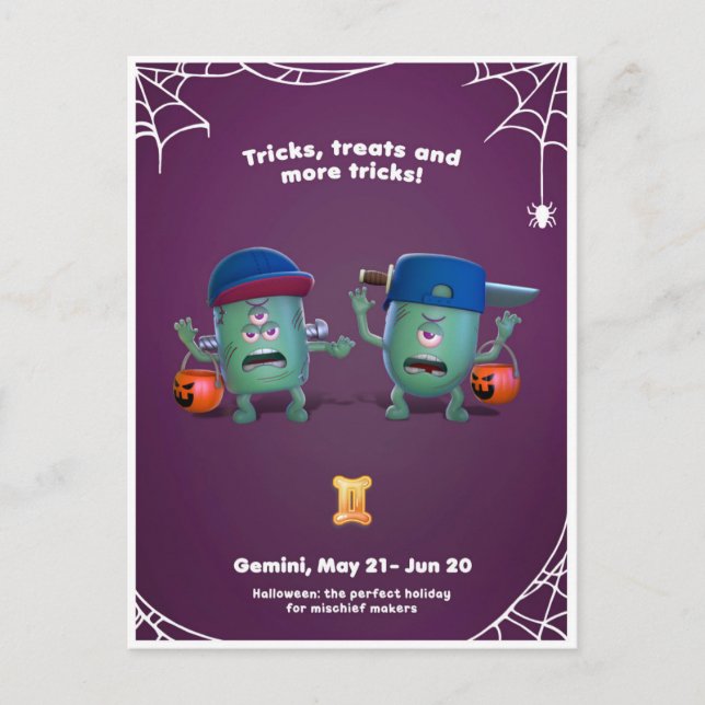 Postal Cartão de Halloween para Gêmeos (Frente)