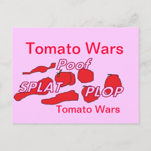 Postal Cartão de Humor de Tomate em Guerra