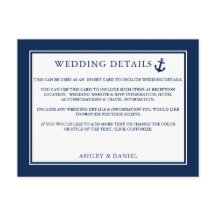 Cartão de Inserção de Detalhes do Casamento Azul d