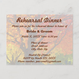 Postal Cartão de Jantar de Ensaios de Casamento de Folhas