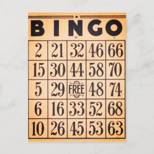 Postal Cartão de Jogo Vintage Bingo
